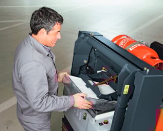 Sweepmaster B800R Abluft und Einsatzzeit