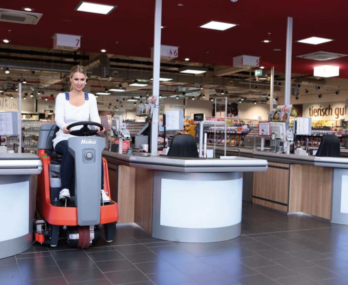 Retail floor scrubbing